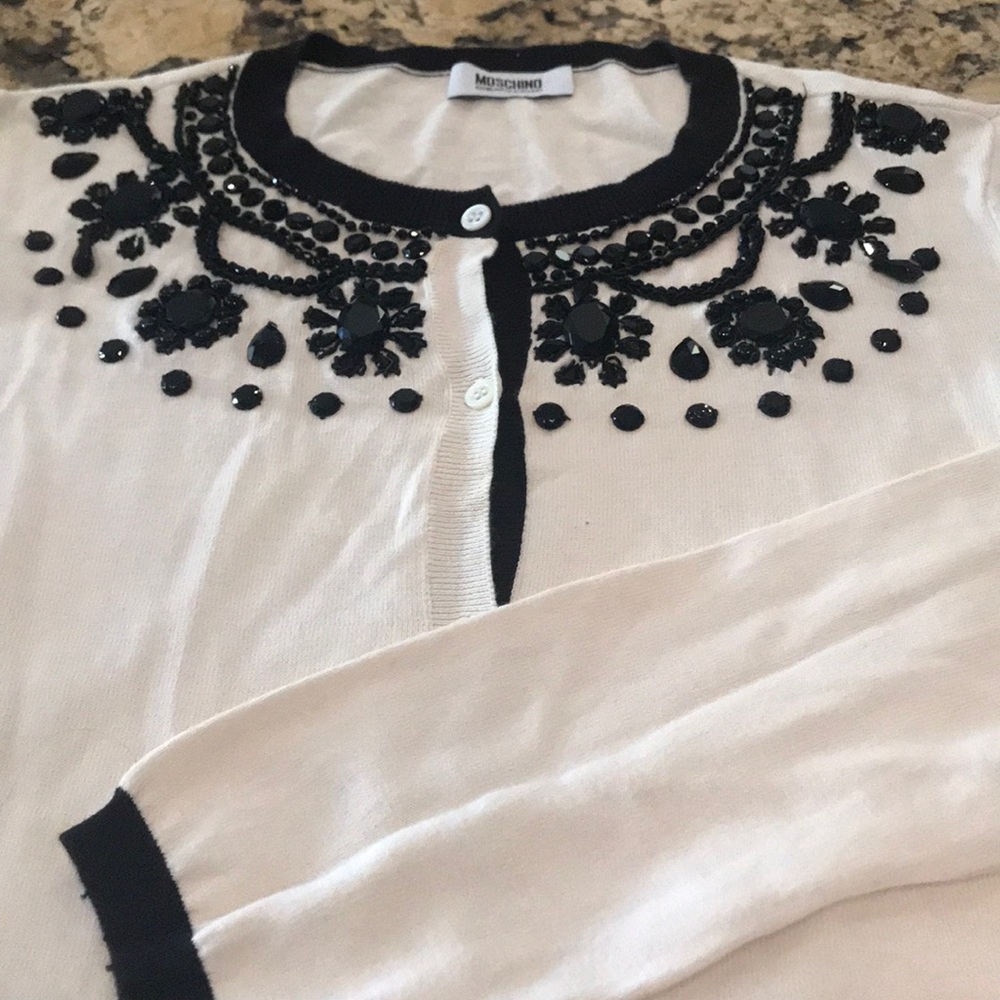 Cotton sweater with embellishments